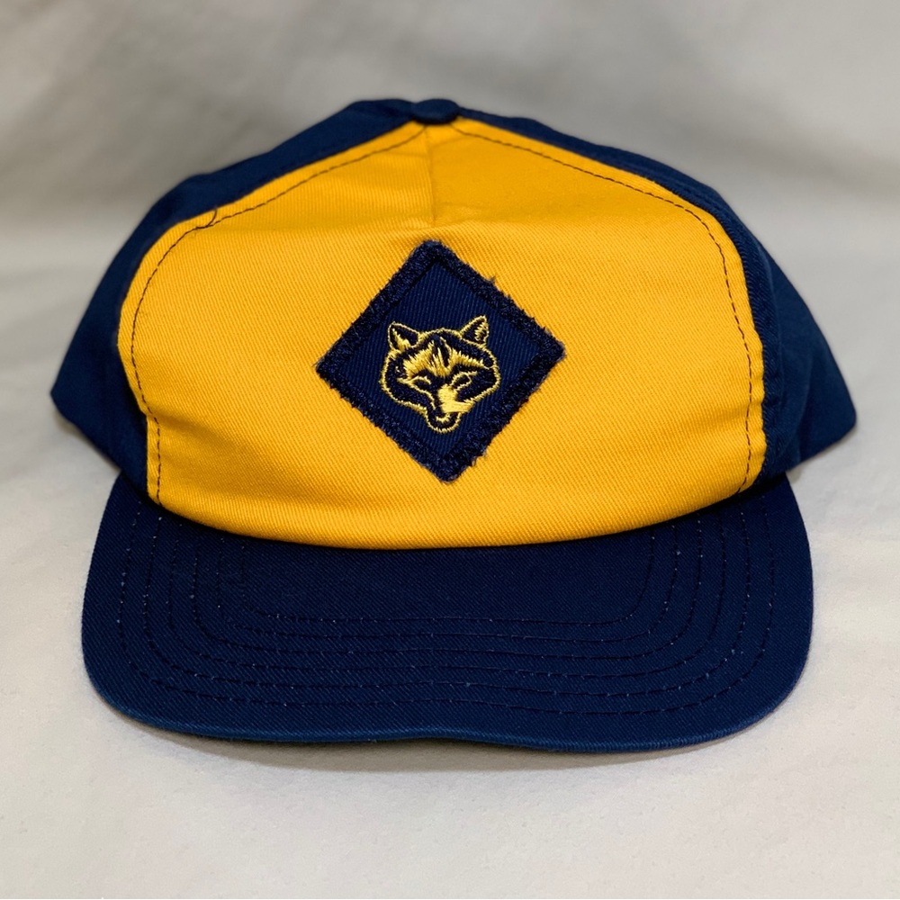 🆕 Cub Boy Scout Hat Webelos Cap Uniform Wolf Blue Yellow BSA Youth M L Snapback